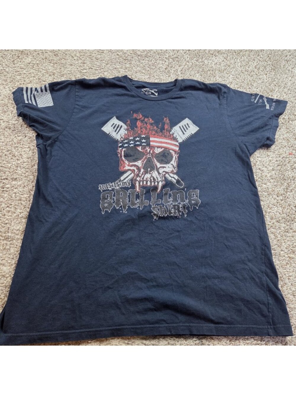 Grunt Style T-Shirt Men’s 3XL Red Skull Graphic Crew Neck Grilling Reaper